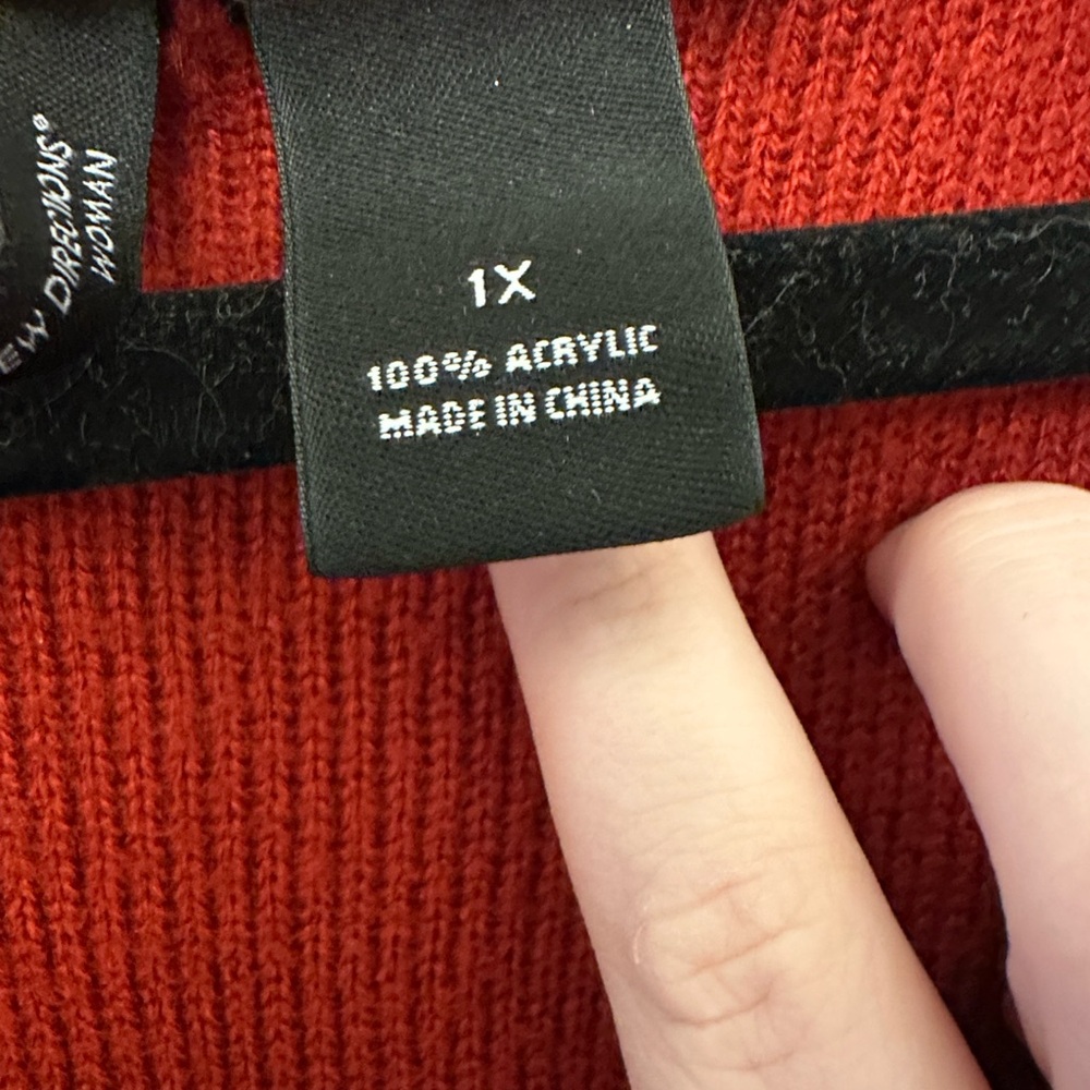 New Directions Red and Black Striped Cardigan - Picture 4 of 4